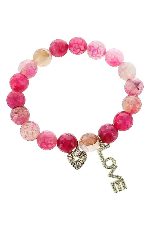 Panacea Love Charm Beaded Stretch Bracelet in Pink at Nordstrom | Nordstrom