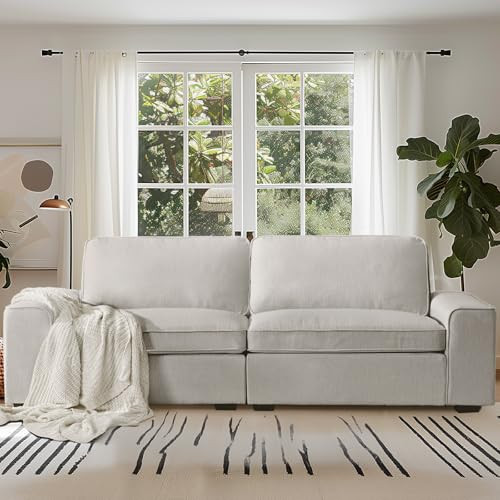 88.58" Sofas for Living Room Linen Grey Couch with Extra Deep Seat and Thickened Cushion Comfy Mo... | Amazon (US)