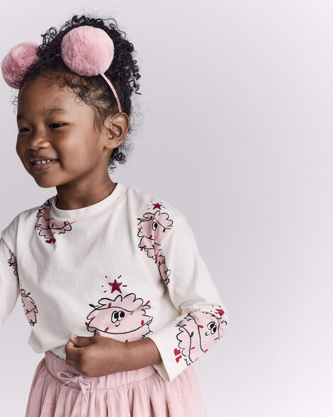 Toddler Girl Holiday Squish Character Long-Sleeve Graphic Tee - Ivory | Carter's Inc