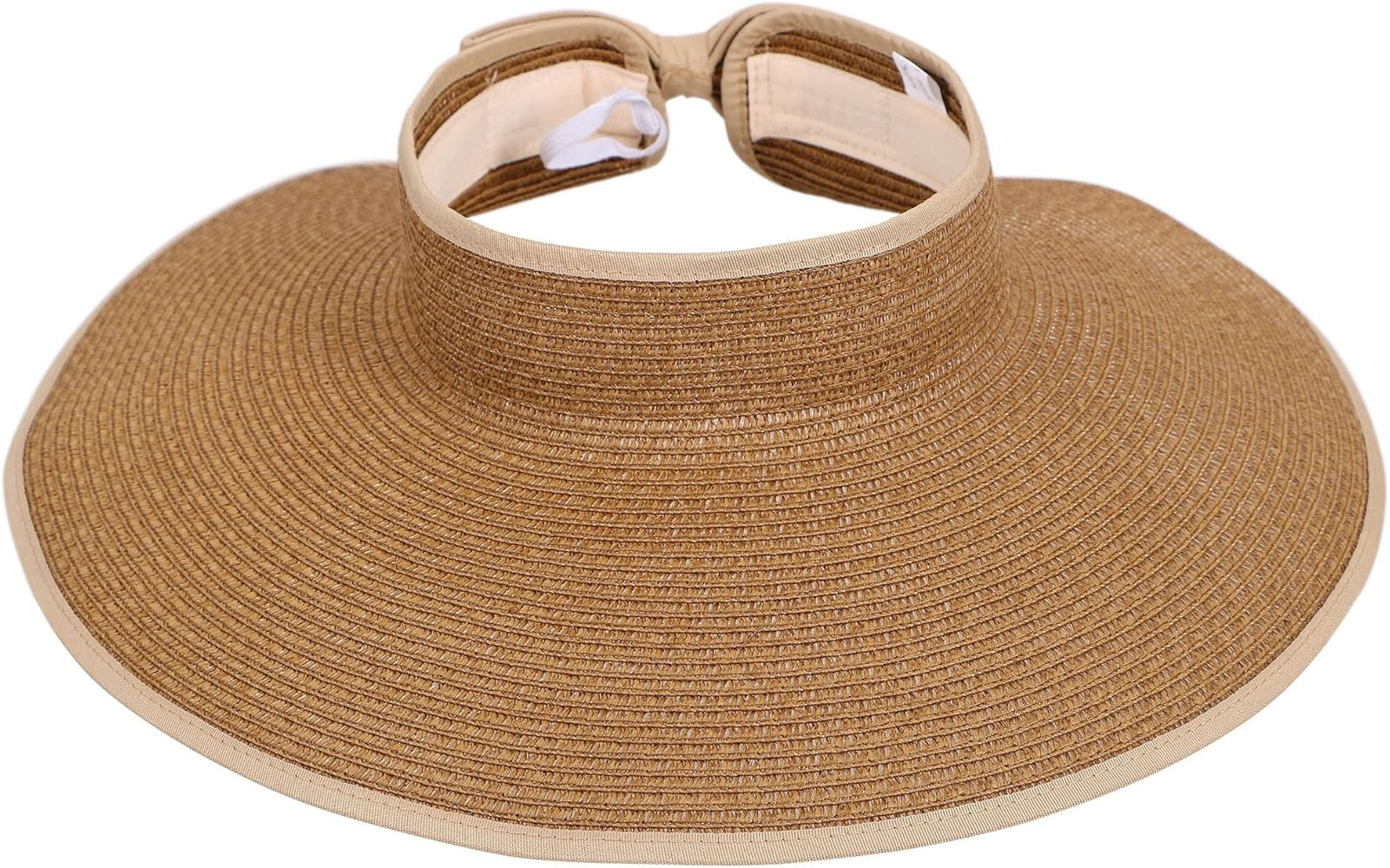 Simplicity Women's UPF 50+ Wide Brim Roll-up Straw Sun Hat Sun Visor | Amazon (US)