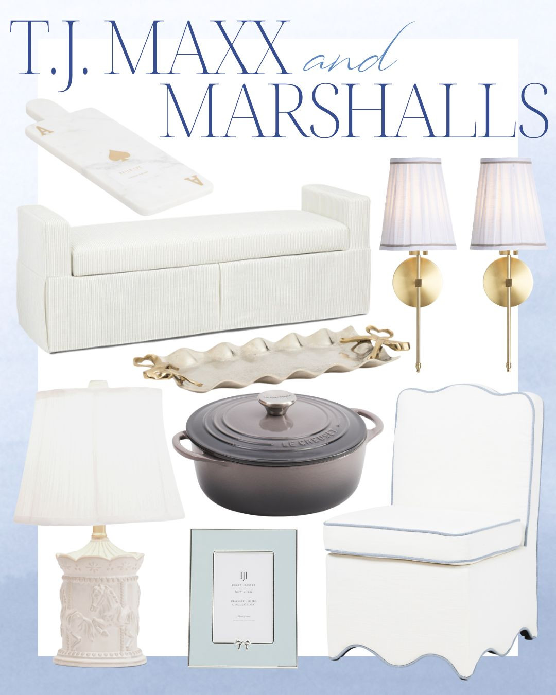 T.J. Maxx and Marshalls new arrivals! 

living room | bathroom | bedroom | home decor | home refresh | bedding | nursery | classic home | traditional home | blue and white | furniture | coffee table | southern home | coastal home | grandmillennial home | scalloped | woven | rattan | classic style | preppy style | grandmillennial decor | blue and white decor | classic home decor | traditional home | bedroom decor | bedroom furniture | dresser | blue chair | brass lamp | floor mirror | euro pillow | white bed | linen duvet | side table | rug | glassware | cups | plates | hosting | kitchen spring | sale picks | outdoor furniture | porch | beach | Lillian August | Karma Home | Ballard Designs 

 #LTKHome