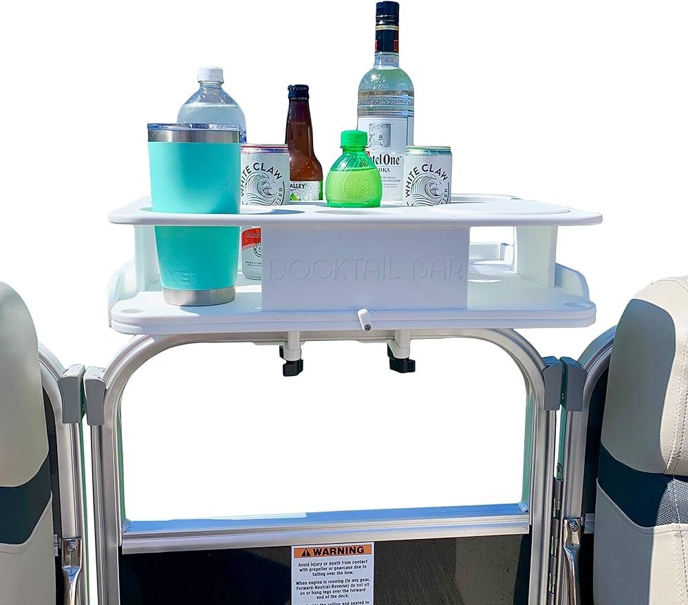 Docktail Bar Boat Caddy Organizer - Pontoon Rail Mount | Portable Boat Table and Boat Bar, Pontoo... | Amazon (US)