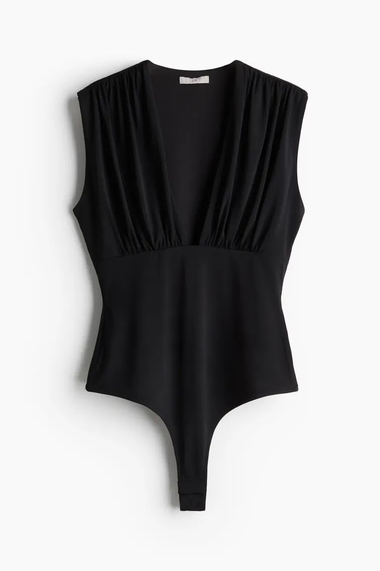 V-neck Thong Bodysuit - Black - Ladies | H&M US | H&M (US + CA)
