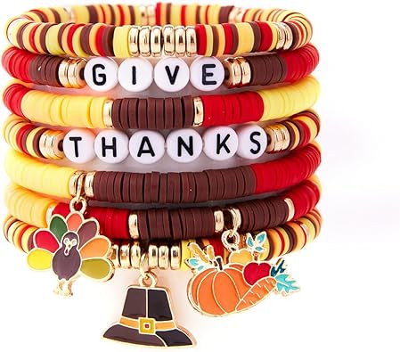 Christmas Bracelet for Women Stackable Bracelet Handmade Beaded Stretch Bracelet Thanksgiving Sta... | Amazon (US)