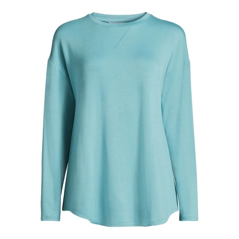 Time and Tru Women's Relaxed Soft Knit Tunic Top with Long Sleeves, Sizes XS-XXXL | Walmart (US)