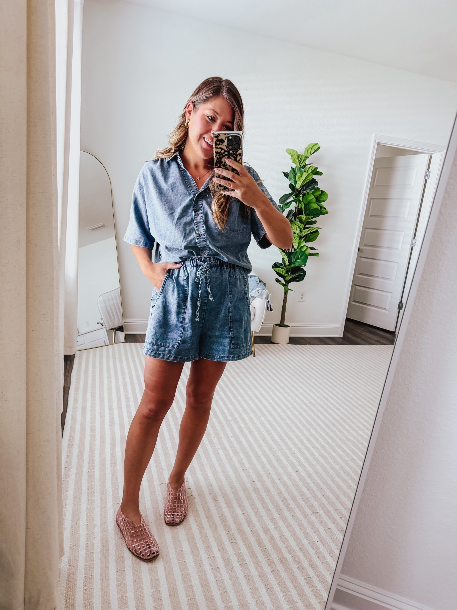 Chambray matching set, casual spring outfit

Wearing large 

#LTKootd