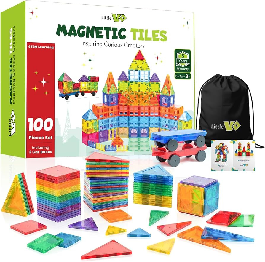 Magnetic Tiles 100 pcs with 2 Cars, STEM Building Blocks for Kids, Educational Gift, Magnet Const... | Amazon (US)