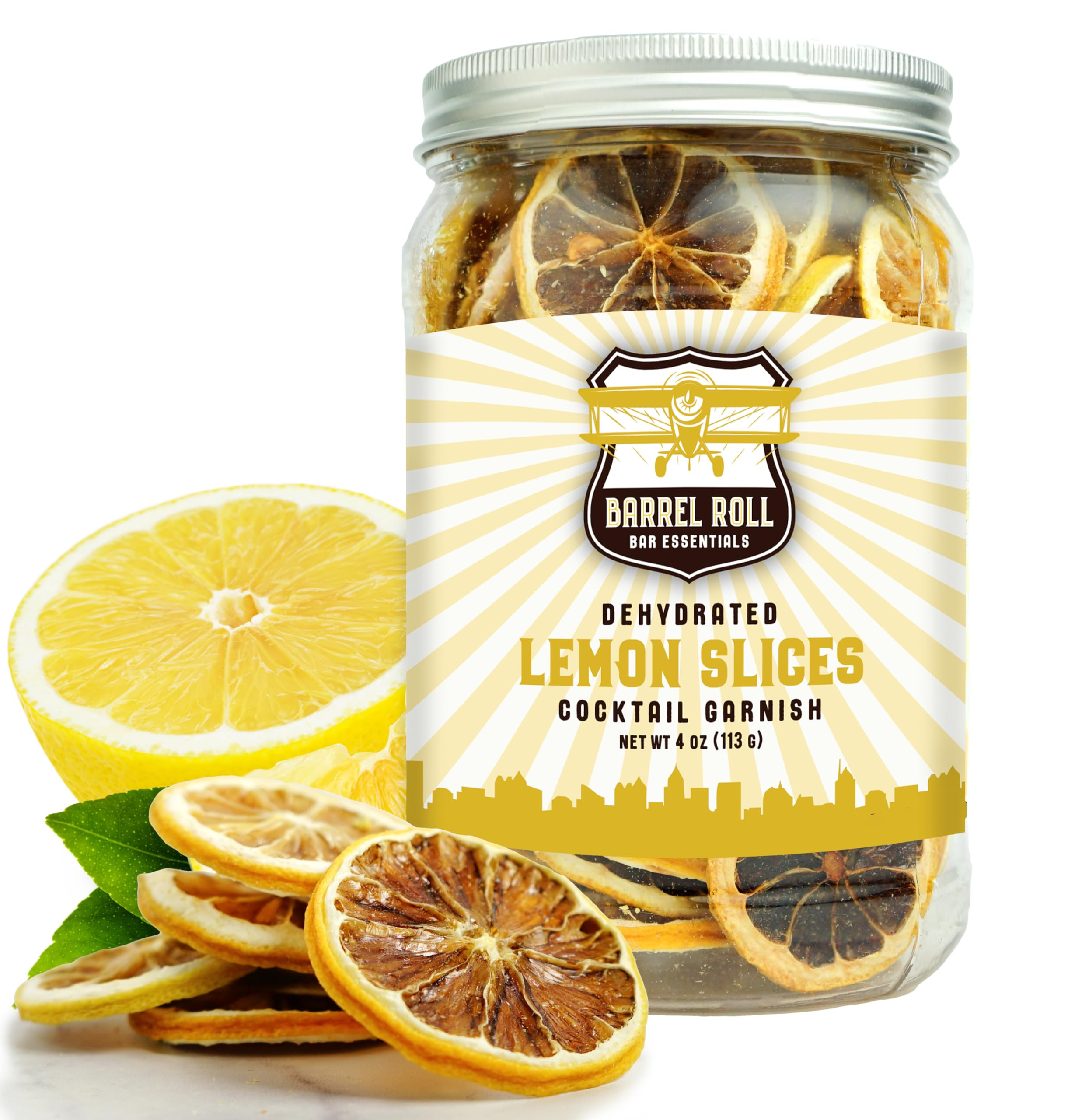 Barrel Roll Bar Essentials USA Grown Dried Lemon Slices for Cocktails | 4 Ounces of Large Dehydra... | Amazon (US)