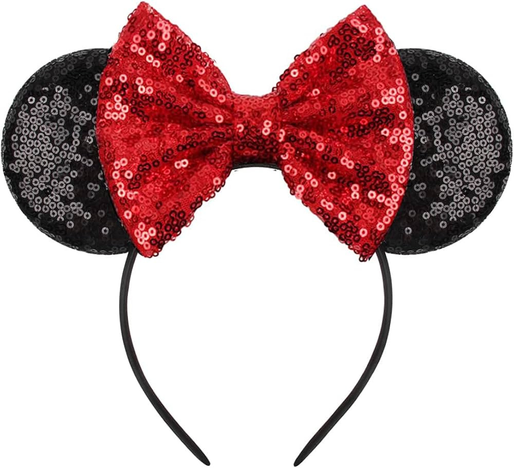 Eisyaa Mouse Ears Bow Headbands, Sequin Minnie Ears Headband Glitter Party Princess Decoration (B... | Amazon (US)