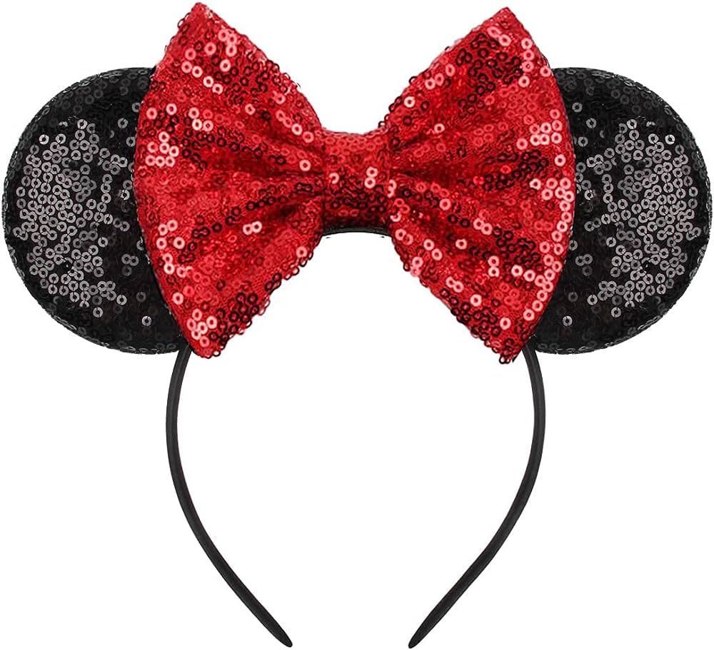 Eisyaa Mouse Ears Bow Headbands, Sequin Minnie Ears Headband Glitter Party Princess Decoration (B... | Amazon (US)