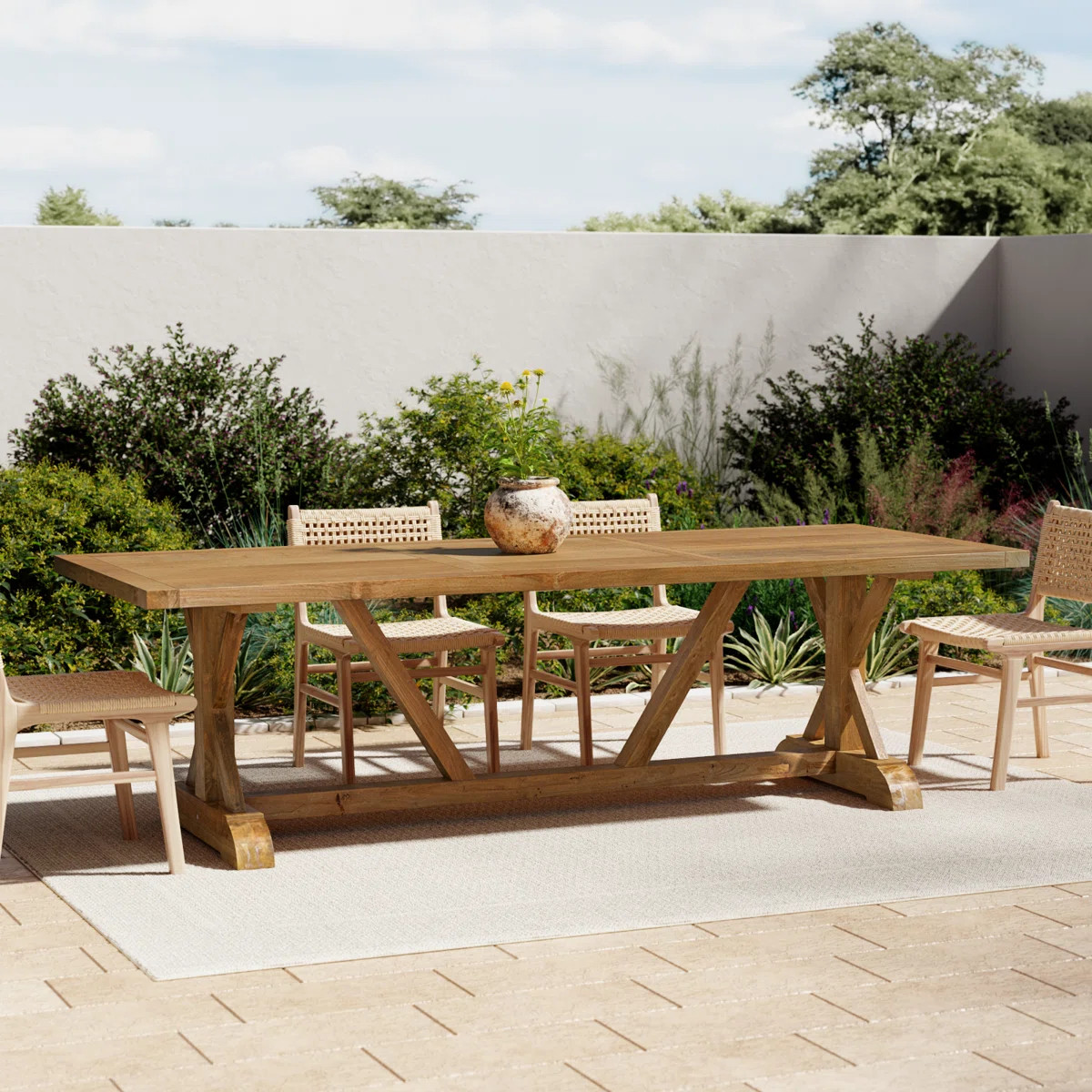 Solid Wood 10-Person Outdoor Dining Table | Wayfair North America