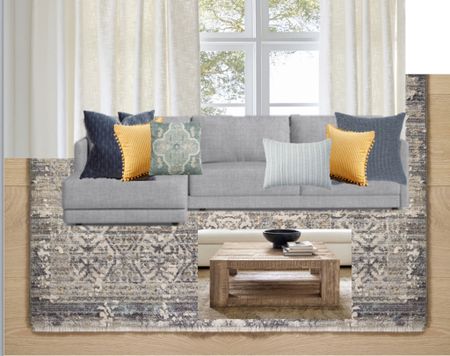 Client project - neutral living room with pops of yellow and blue 

#LTKhome #LTKunder50