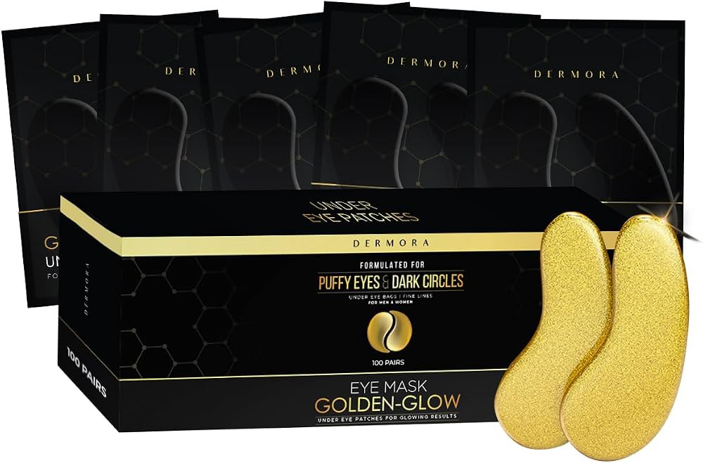 DERMORA Golden Glow Under Eye Patches (100 Pairs Eye Gels) - Rejuvenating Treatment for Dark Circ... | Amazon (US)
