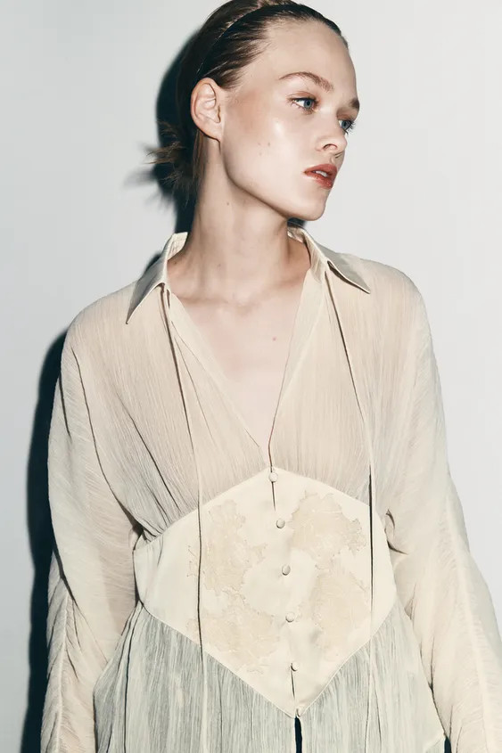 ZW COLLECTION LACE GEORGETTE BLOUSE | Zara AU