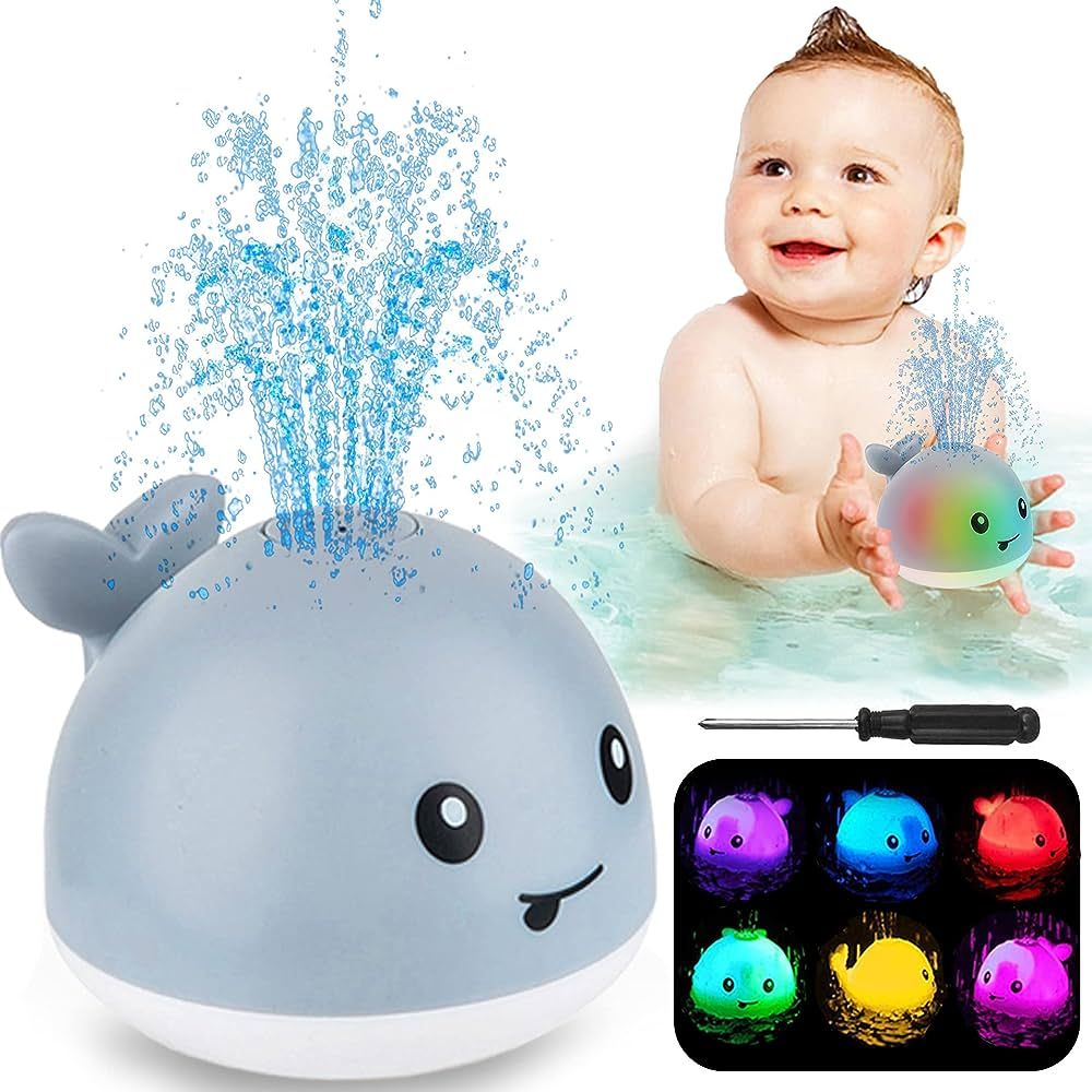 ZHENDUO Baby Bath Toys, Light Up Bath Toys Spray Water Bath Toy, Sprinkler Bathtub Toys for Toddl... | Amazon (US)