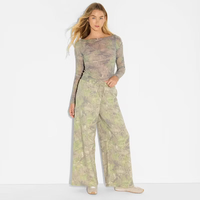 Women's Long Sleeve Boat Neck Henley Shirt - Wild Fable™ Camo XS | Target