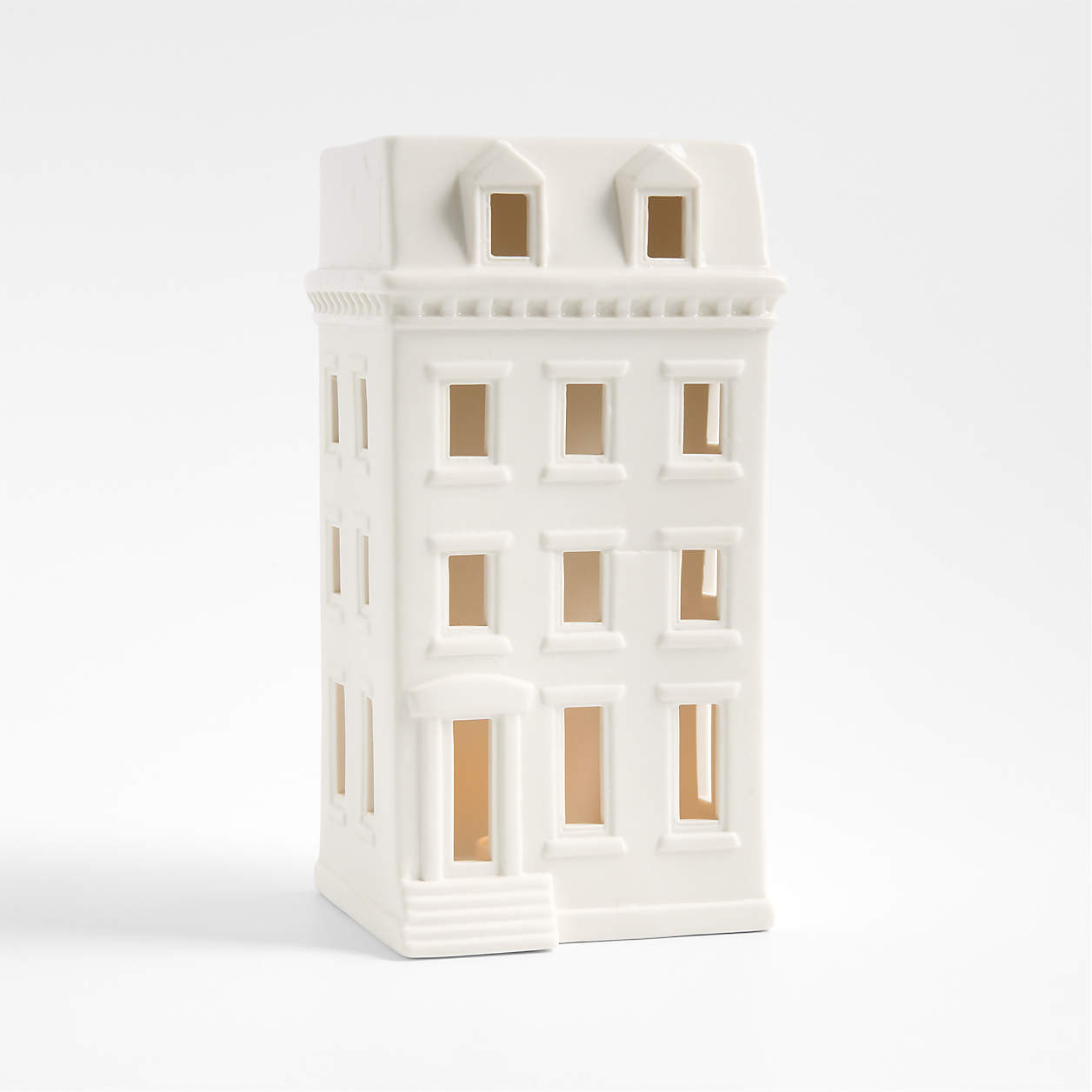 White Ceramic Holiday Federal Brownstone + Reviews | Crate & Barrel | Crate & Barrel