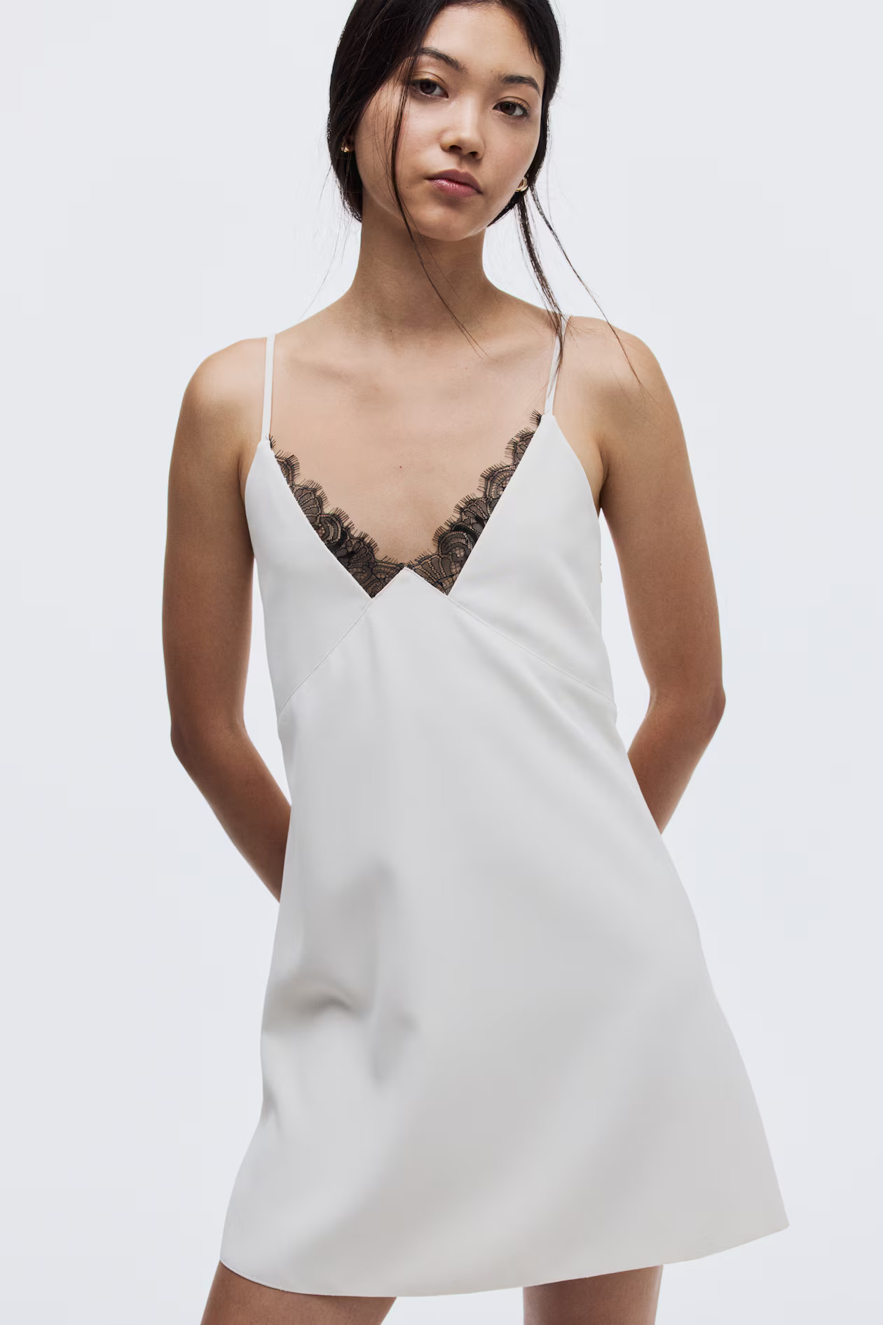 Lace-Trimmed Dress - Cream/black - Ladies | H&M US | H&M (US + CA)