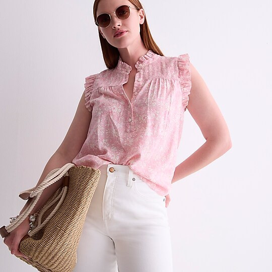 Garden soft gauze top in tossed floral | J. Crew US