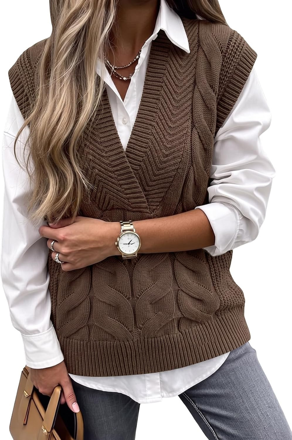 Dokotoo Sweater Vest Women V Neck Sleeveless Oversized Lightweight Tops | Amazon (US)