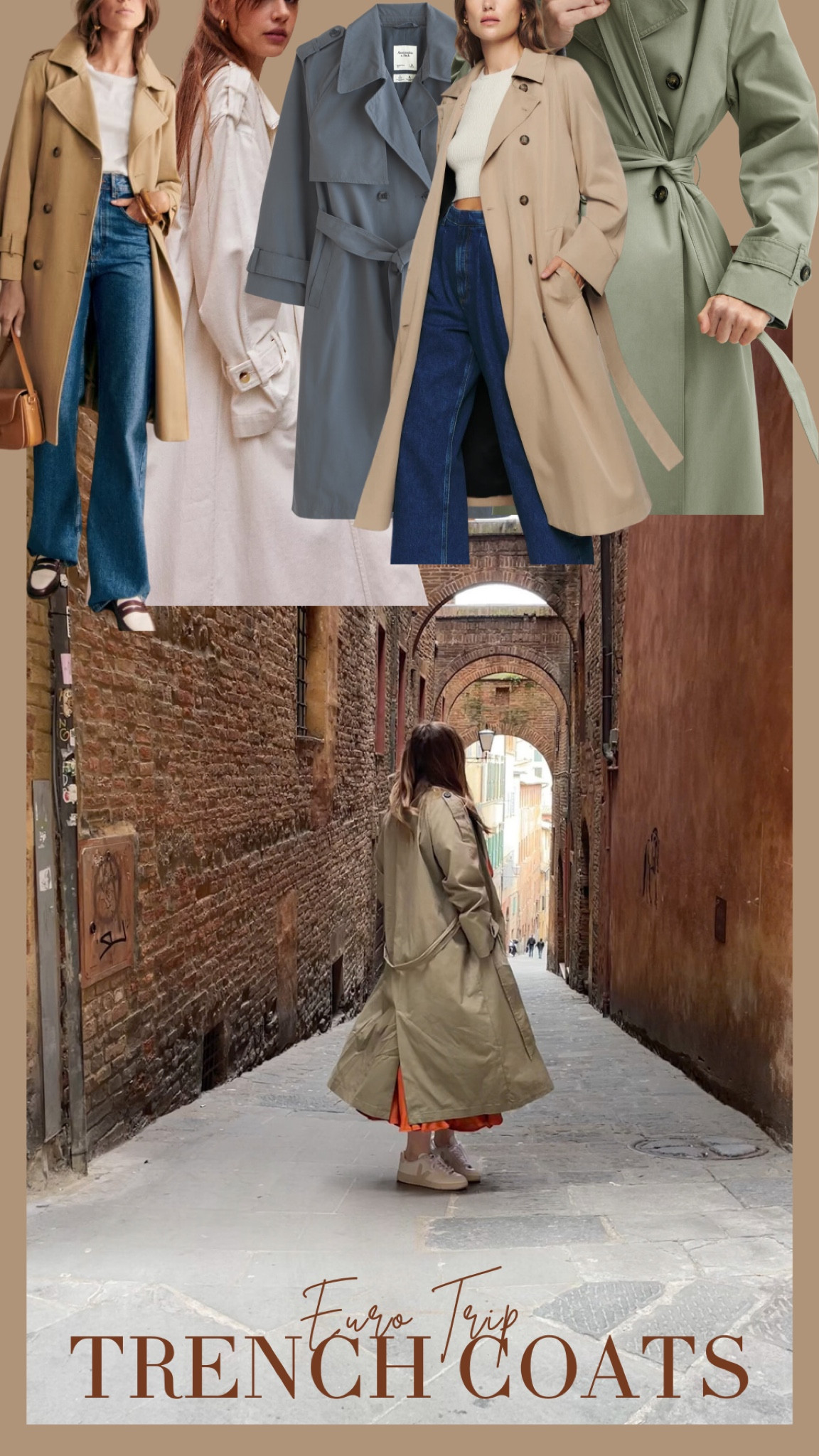 5 BEST TRENCH COATS FOR TRAVEL

You can throw and trench coat over any mufti and looked pulled together. 

In cooler weather, layer with a sweater or warmer weather, it works well over tees or even a dress.  

Great option to wear through the airport as well to look nice in a business class lounge and minimize bulk in your suitcase.  

Euro Trip | Packing Guide| Sezane | Mango | Reformation | Free People | Abercrombie |Travel Outfits 

#LTKStyleTip #LTKTravel