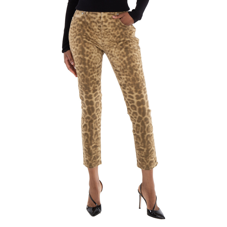 Burberry Ladies Beige Straight Fit Leopard Print Japanese Denim Jeans | Jomashop.com & JomaDeals.com