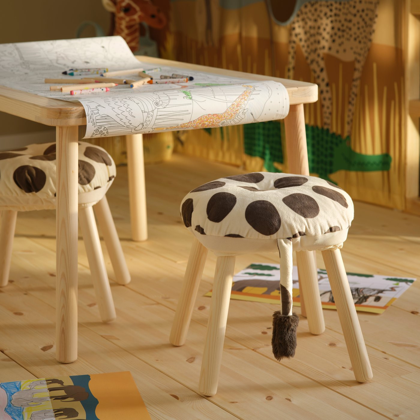 IKEA SANDLÖPARE stool cover, beige brown/giraffe pattern, 15 | IKEA US