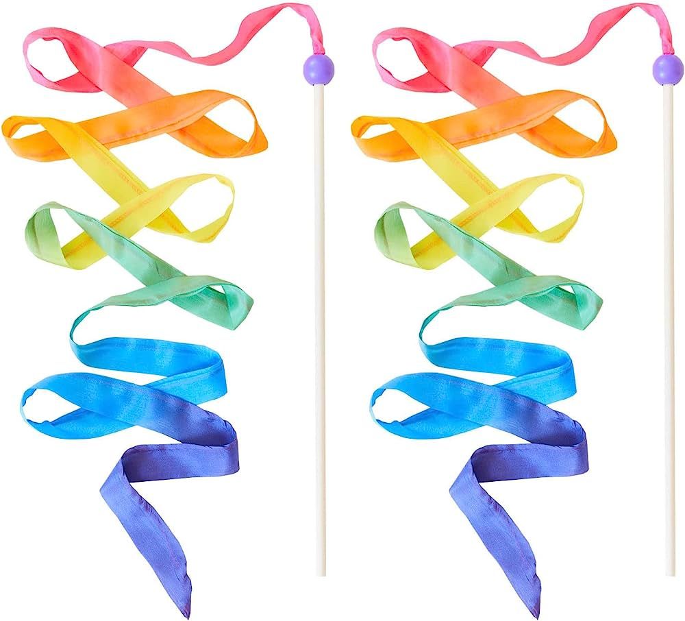 Sarah's Silks Rainbow Streamer - 8' Long Ribbon Wand for Kids, Pretend Play, Dance, Baton Stick T... | Amazon (US)
