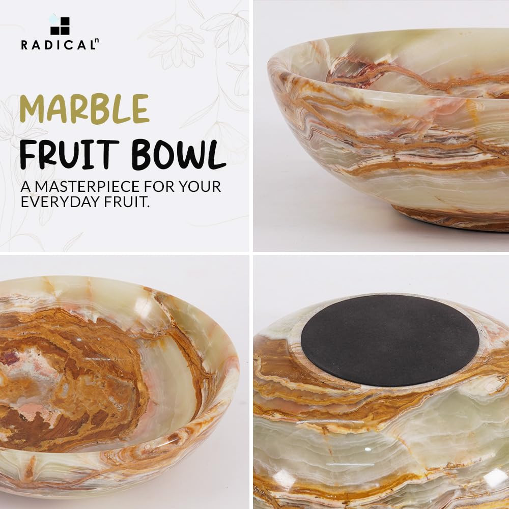Radicaln Marble Fruit Bowl 10" Green Onyx Handmade Fruit And Vegetable Holder Decorative Bowl For... | Amazon (US)