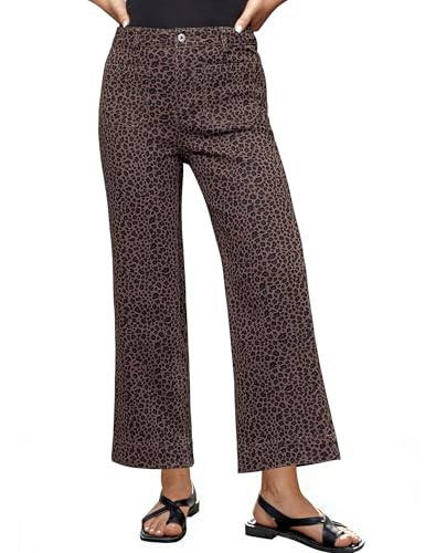 luvamia Wide Leg Jeans for Women High Waisted Leopard Cheetah Print Stretch Cropped Denim Pants P... | Amazon (US)
