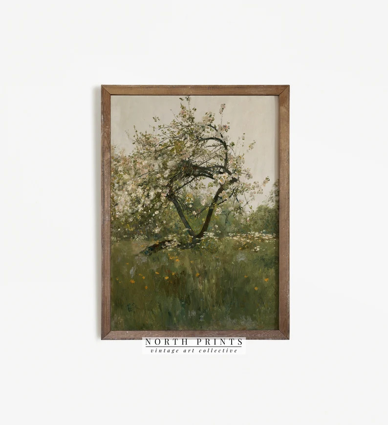 Tree Blossom Vintage Print  Farmhouse Landscape Wall Art | Etsy | Etsy (US)