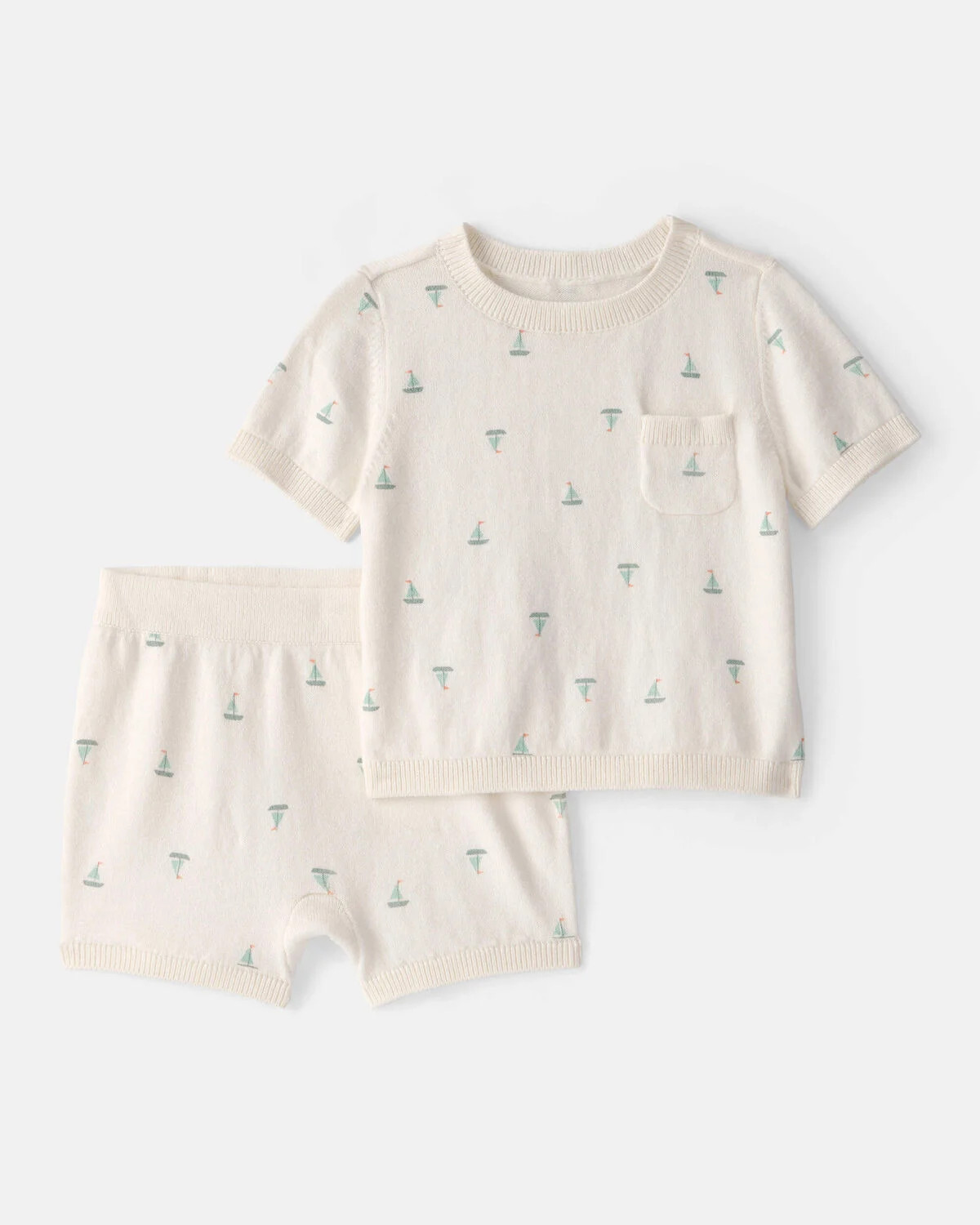 Baby 2-Piece Sailboat Sweater Top & Short Set - Ivory | Carter's | Carter's Inc