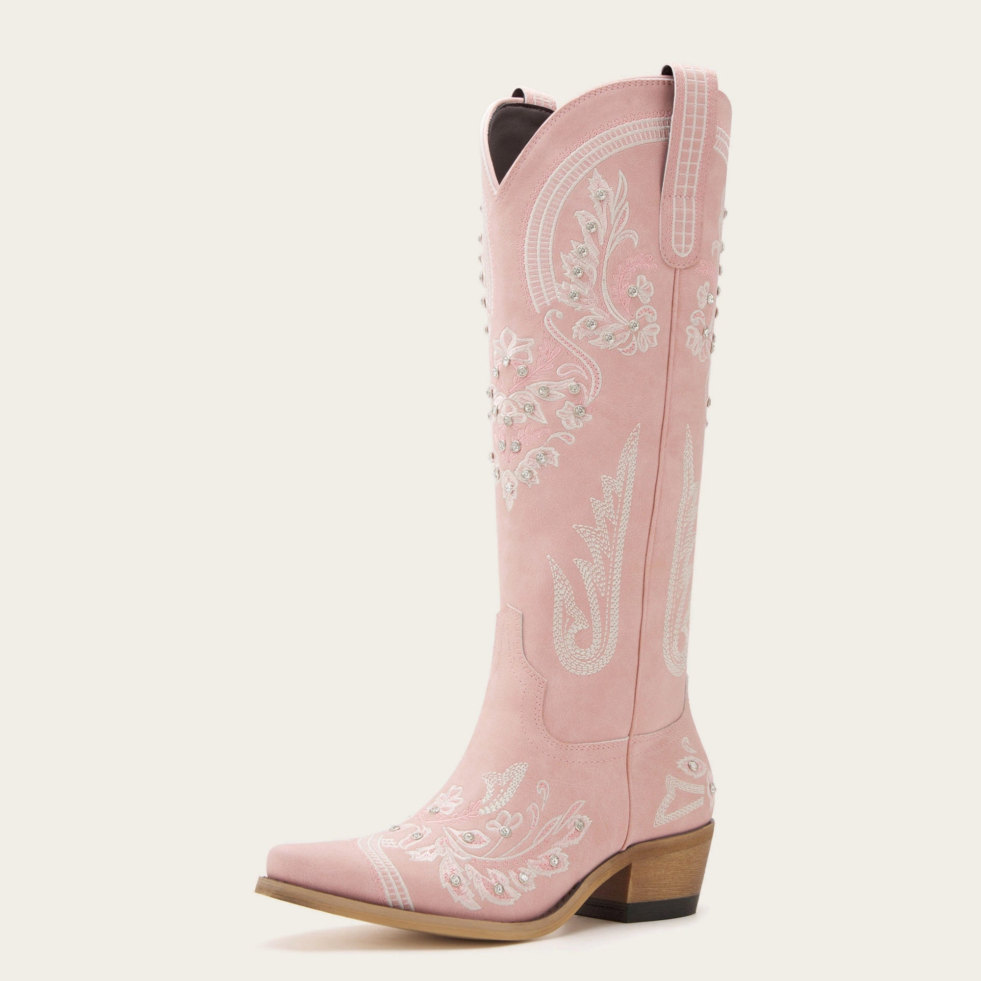 The Aurelia - Rose Pink Women's Cowboy Boots with Snip Toe & Floral Embroidery | REDTOP