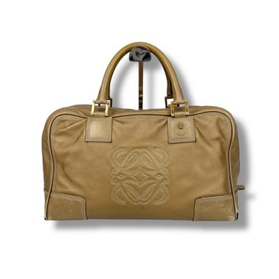 LOEWE Amazona 36 Handbag Mini Boston Bag with Anagram Logo Gold Leather Women's | eBay US