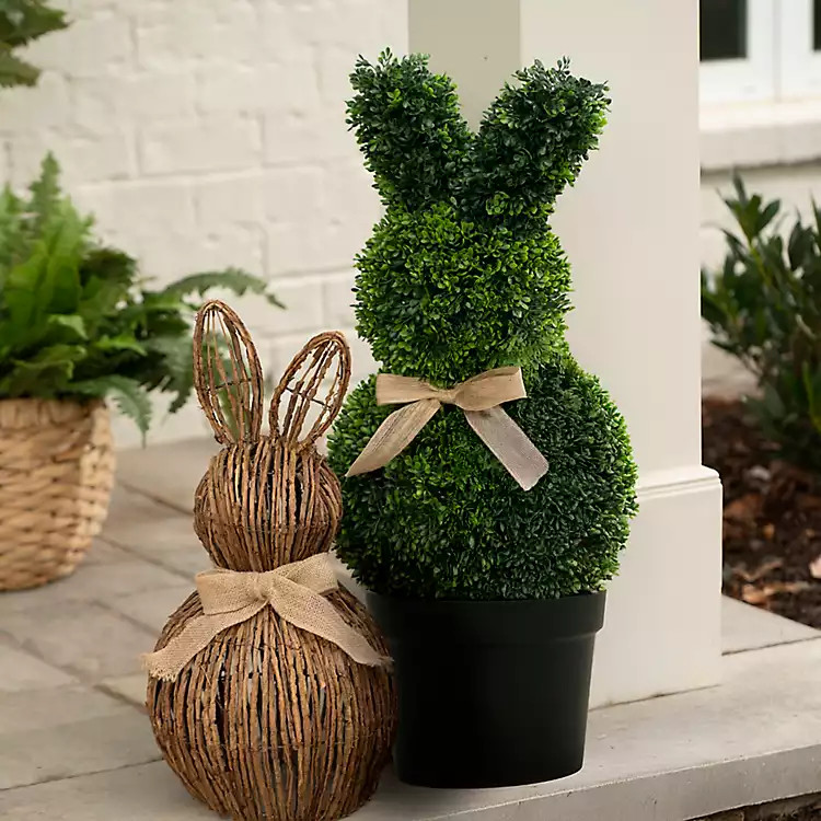 New! UV Protected Bunny with Bow Topiary | Kirklands