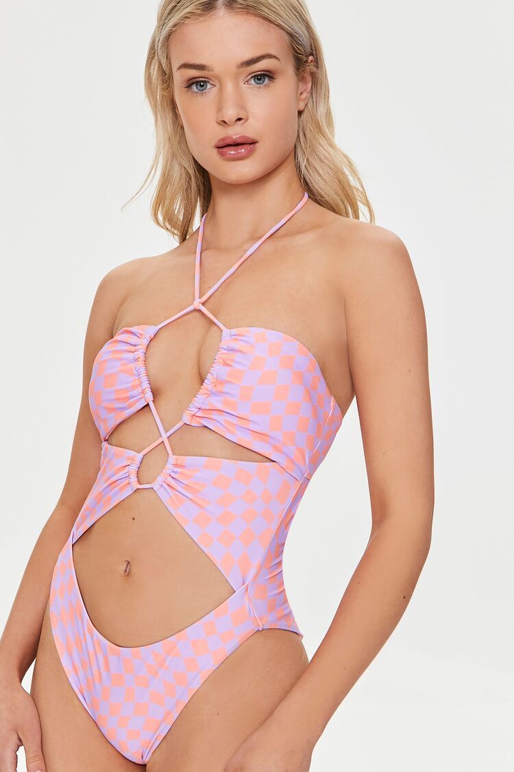 Checkered Cutout One-Piece Swimsuit | Forever 21 | Forever 21 (US)