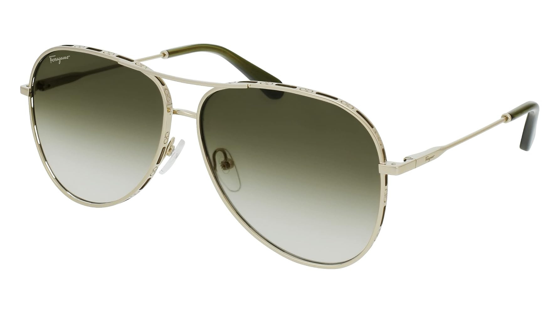 Salvatore Ferragamo SF268SL Gold/Green One Size | Amazon (US)