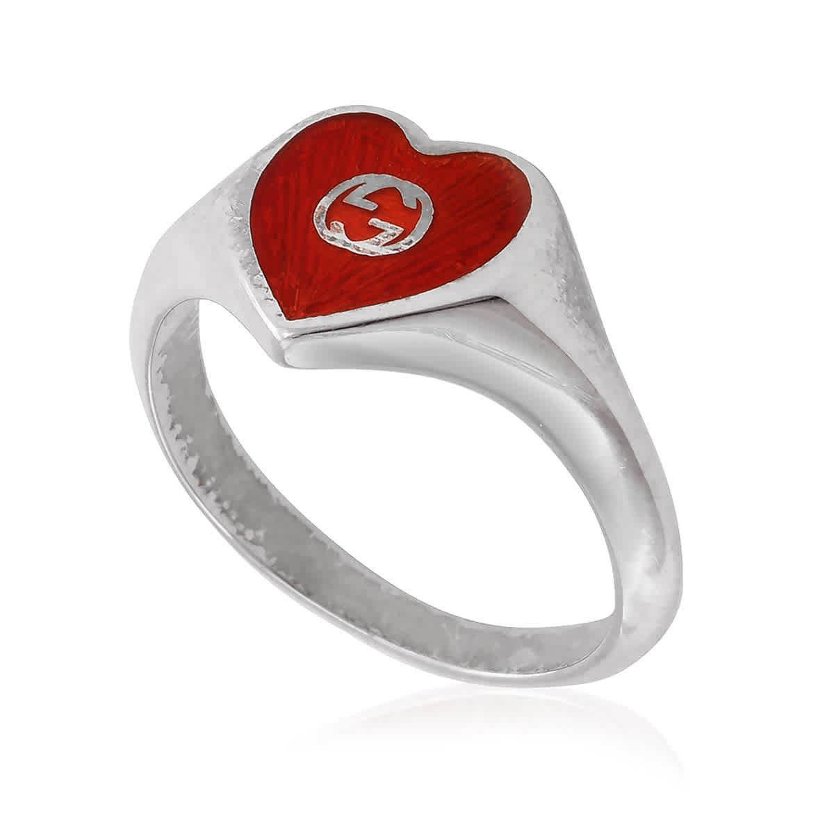 Gucci Interlocking G Red Enamel Heart Ring, Size 14 | Jomashop.com & JomaDeals.com