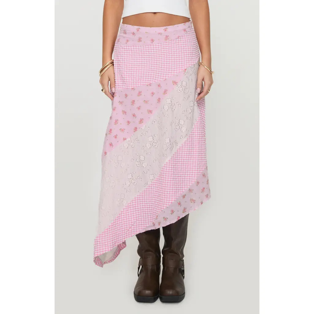 Princess Polly Rennar Mixed Print Asymmetric Skirt in Pink Multi at Nordstrom, Size 4 | Nordstrom