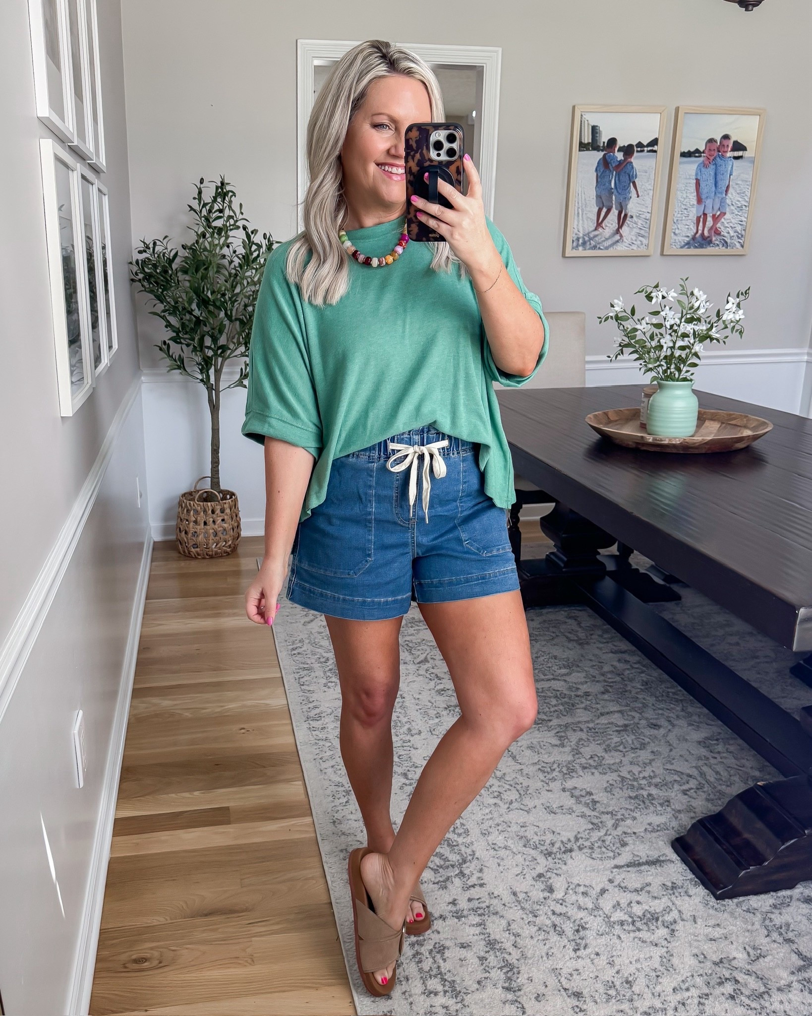 TRENDING! This is one of those easy everyday outfits that just works. The top has the best relaxed fit and the shorts are so comfortable with the drawstring waist, perfect for running around or casual plans. Simple, flattering, and you’ll wear it on repeat.

casual outfit everyday style summer outfit denim shorts drawstring shorts relaxed top easy outfit comfy style mom outfit spring to summer outfit lovelylifestyling 

#LTKSeasonal #LTKootd #LTKOver40