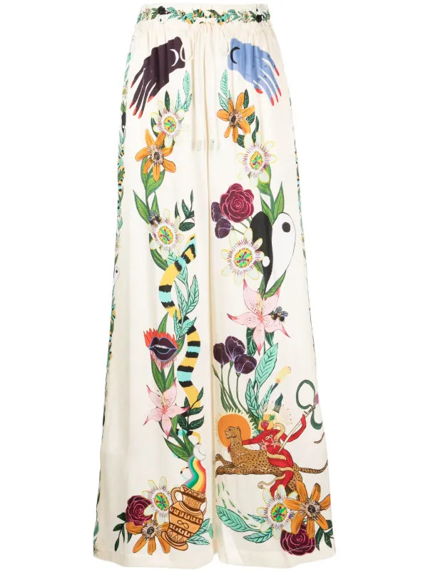 ALEMAIS Meagan wide-leg Silk Trousers - Farfetch | Farfetch Global