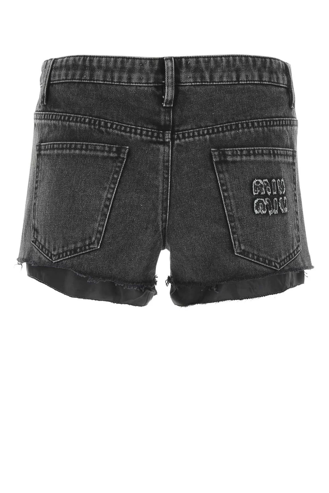 Miu Miu Logo Patch Denim Shorts | Cettire Global