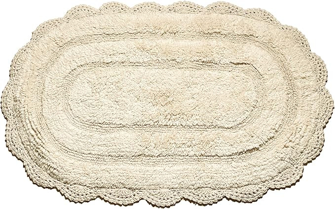Chardin home Ivory Crochet Bathrug, 100% Cotton Oval bathmat with artisanally Handcrafted Crochet... | Amazon (US)
