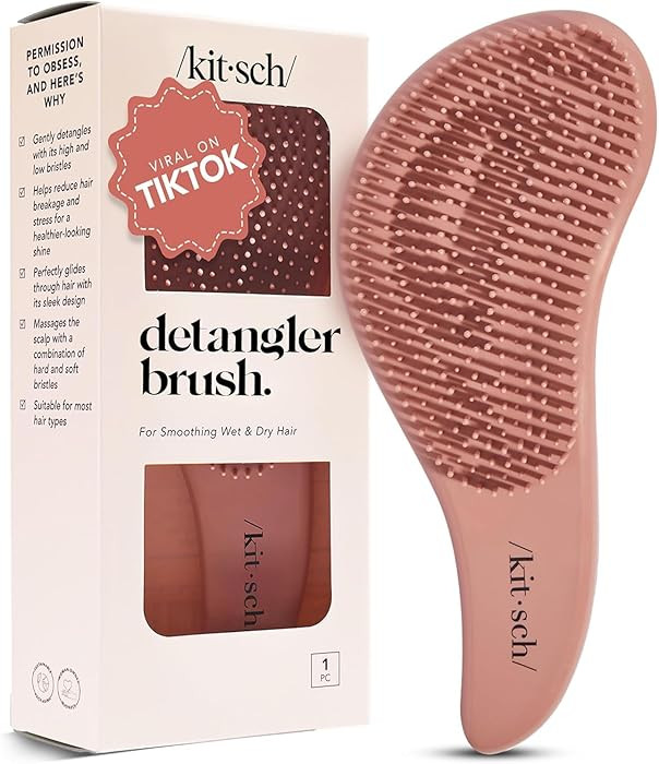 Amazon.com : Kitsch Detangler Brush – Gentle Curly Hair Brush with Flexible Bristles for All Ha... | Amazon (US)
