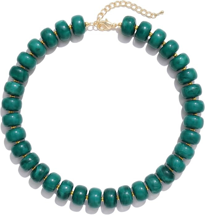 Badu Colorful Chunky Beaded Necklace for Women,Acrylic Bead Choker Statement Necklace Cute Trendy... | Amazon (US)