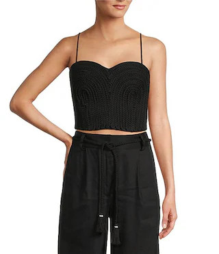 x Style by Simkins Coordinating Sarah Linen Blend Rope Applique Sweetheart Neck Sleeveless Top | Dillard's