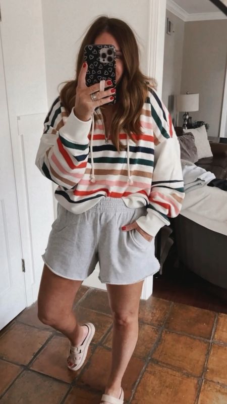 Super comfy outfit from aerie and it’s on sale!

The shorts are on sale 30% off /under $25 and they remind me of the free people All-Star shorts. I’m wearing a size small.

This hoodie is 40% off / $35.97

Sandals are a look for less from Amazon on sale over 50% off for only $17



#LTKover40 #LTKstyletip #LTKfindsunder50