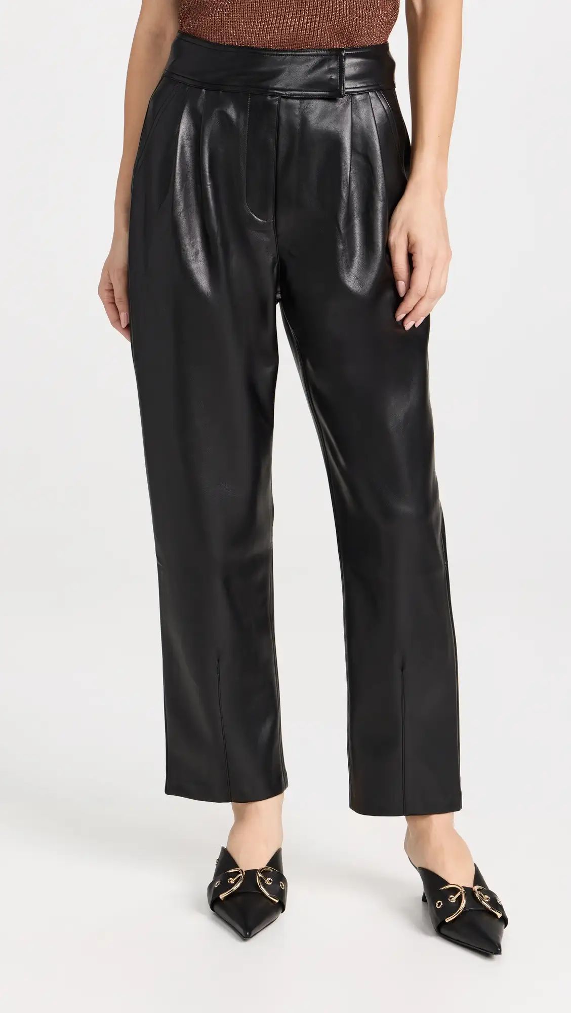 English Factory Faux Leather Pleated  Trousers | Shopbop | Shopbop