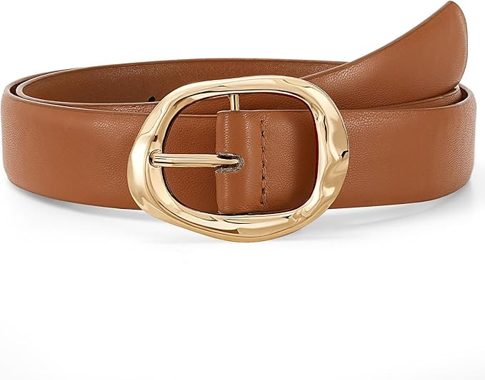 JASGOOD Women Leather Belt for Jeans Pants Ladies Casual Waist Belt Fashion Women Belt with Gold ... | Amazon (US)