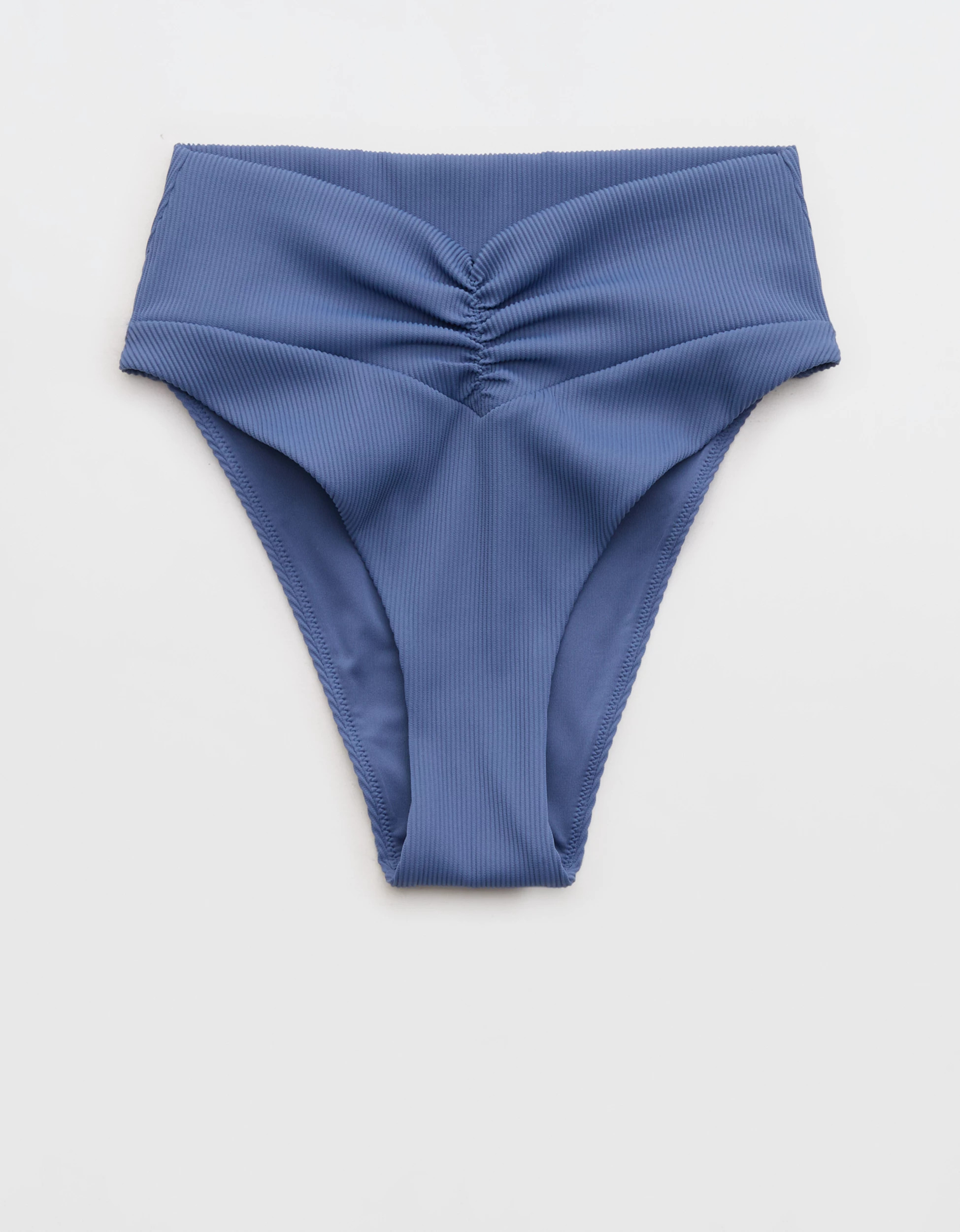 Aerie High Cut Ruched Cheeky Ribbed Bikini Bottom | Aerie